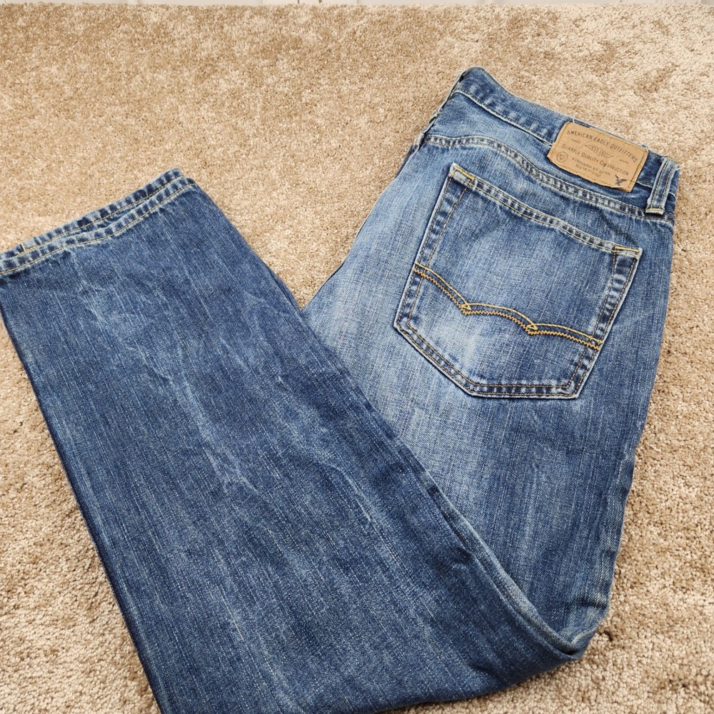American Eagle Outfitters Slim Straight Jeans Mens Grunge Denim Size 34x29